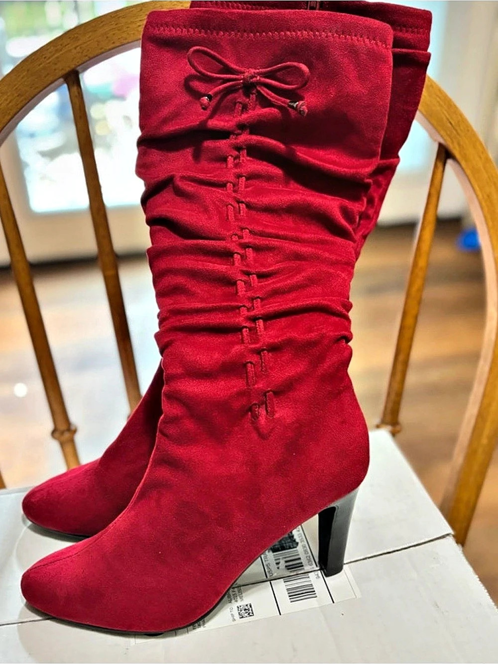 Impo stretch  Over-the-Knee Lace-Up Boots in Red